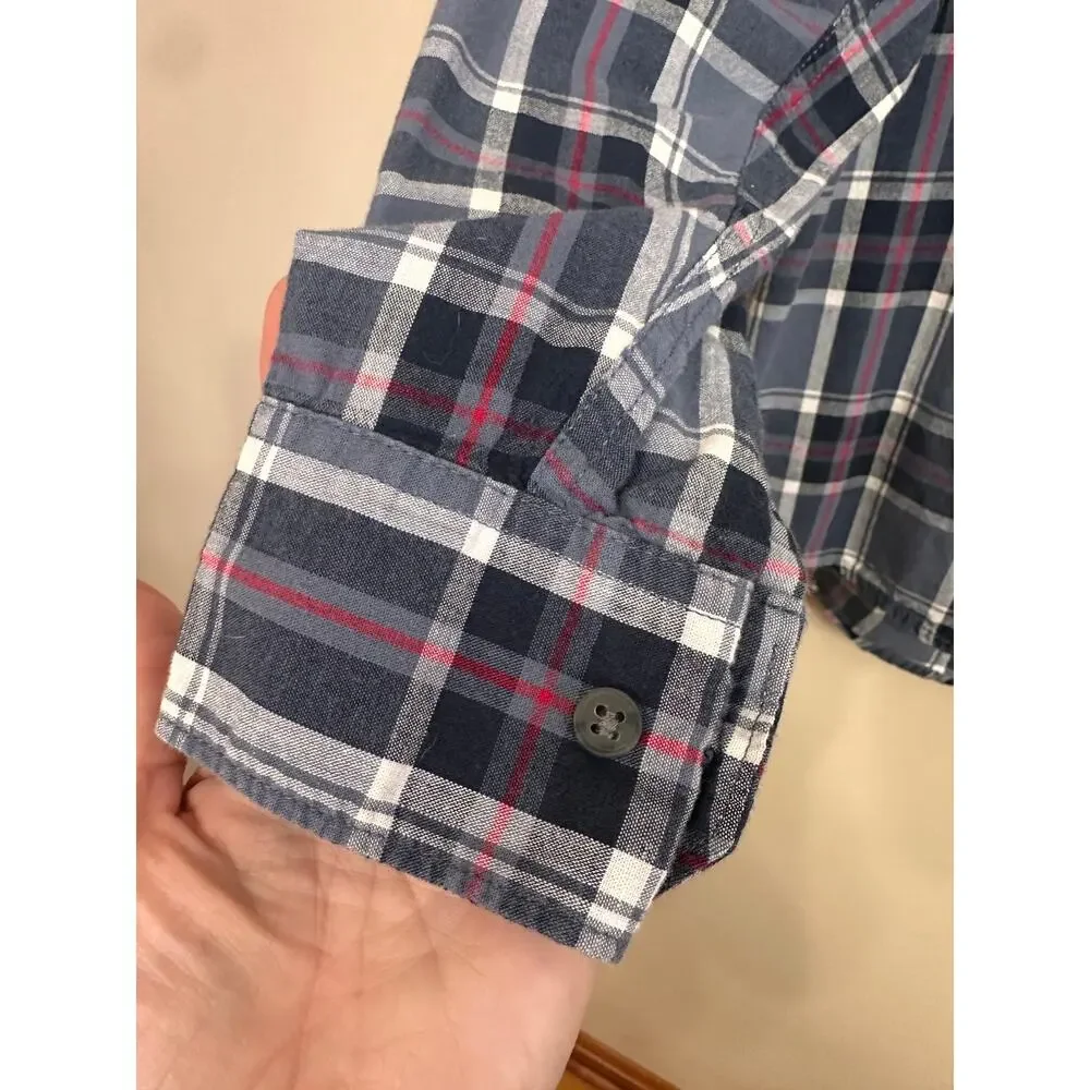 Wrangler Mens Medium Blue Plaid Button Down Shirt 100% Cotton - Picture 6 of 6
